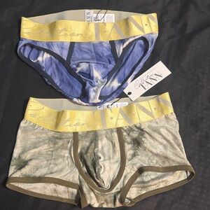 Collection TANN Men's Tie-Dye Boxer Briefs - Blue & Olive